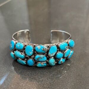 Thompson Turquoise Blue Cluster Cuff Bracelet